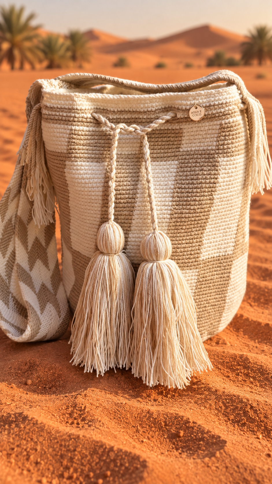 Big Beige & White Mochila