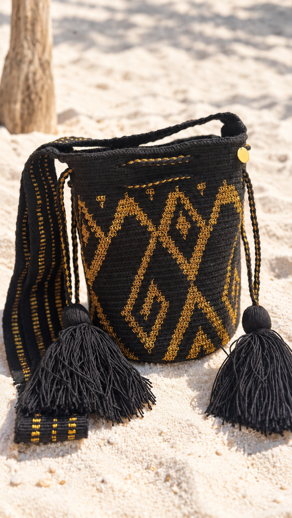 Black Golden thread Mochila