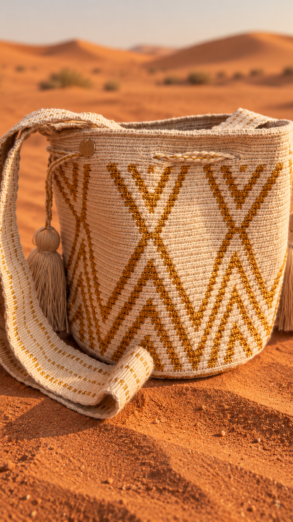 Beige Golden thread Mochila