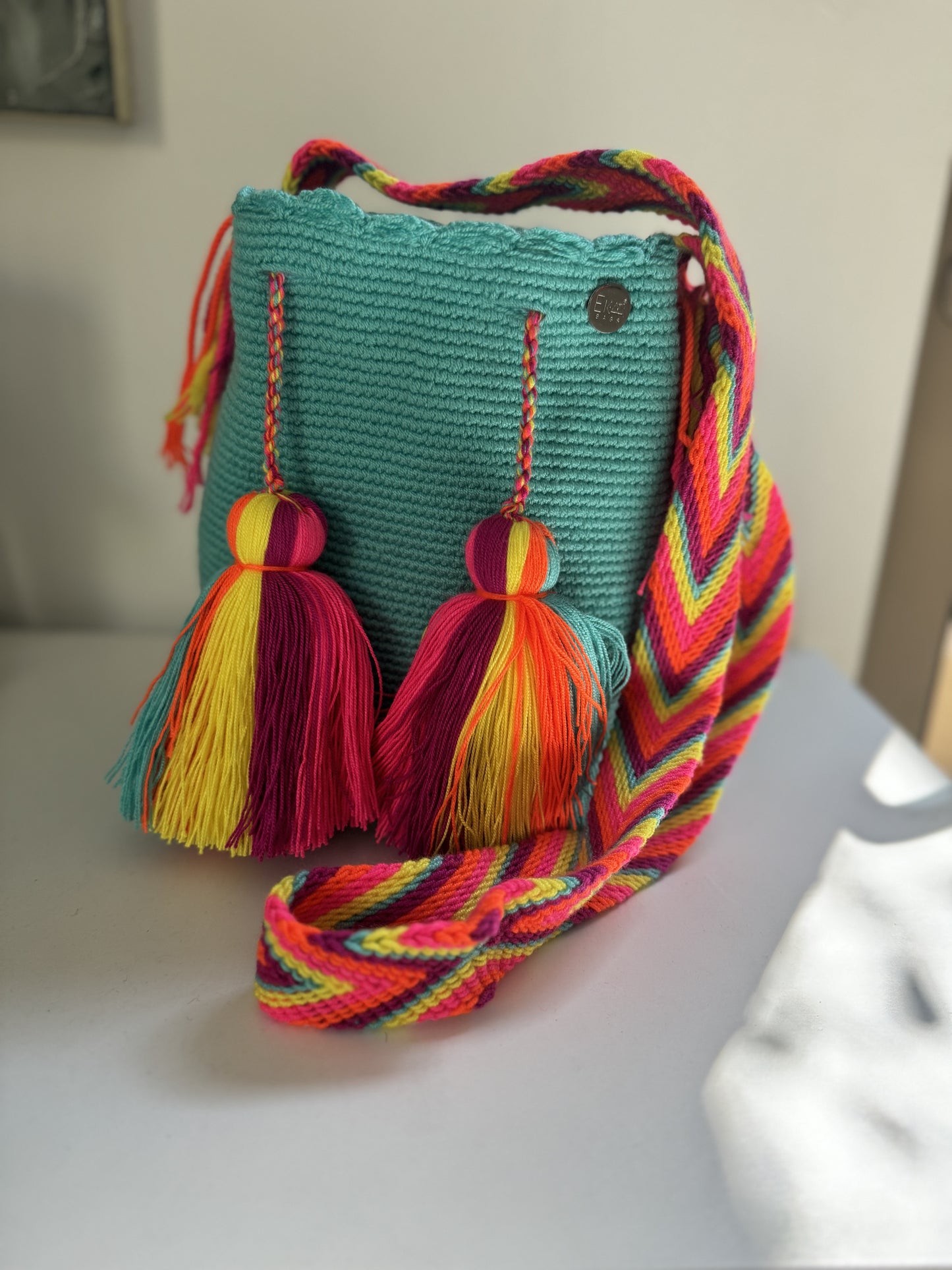 Medium Solid Aqua Bag
