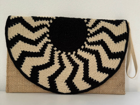 Rectangular Black & White Clutch