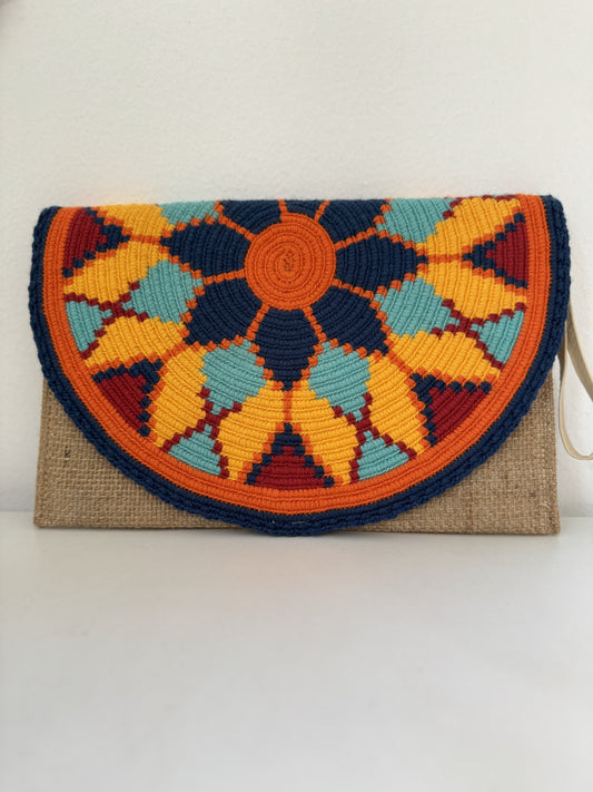 Rectangular Big Petals Multicolor Clutch