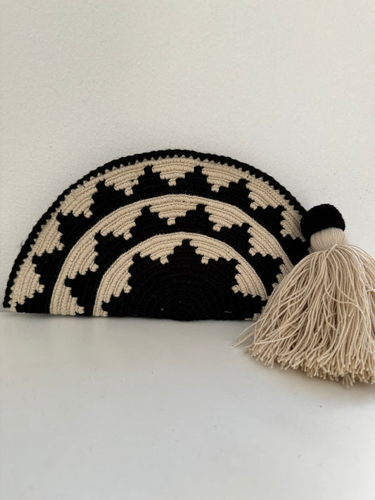Half Moon Black & White Clutch