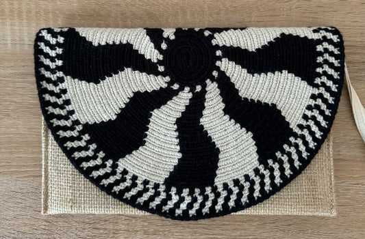 Rectangular Black & White Clutch
